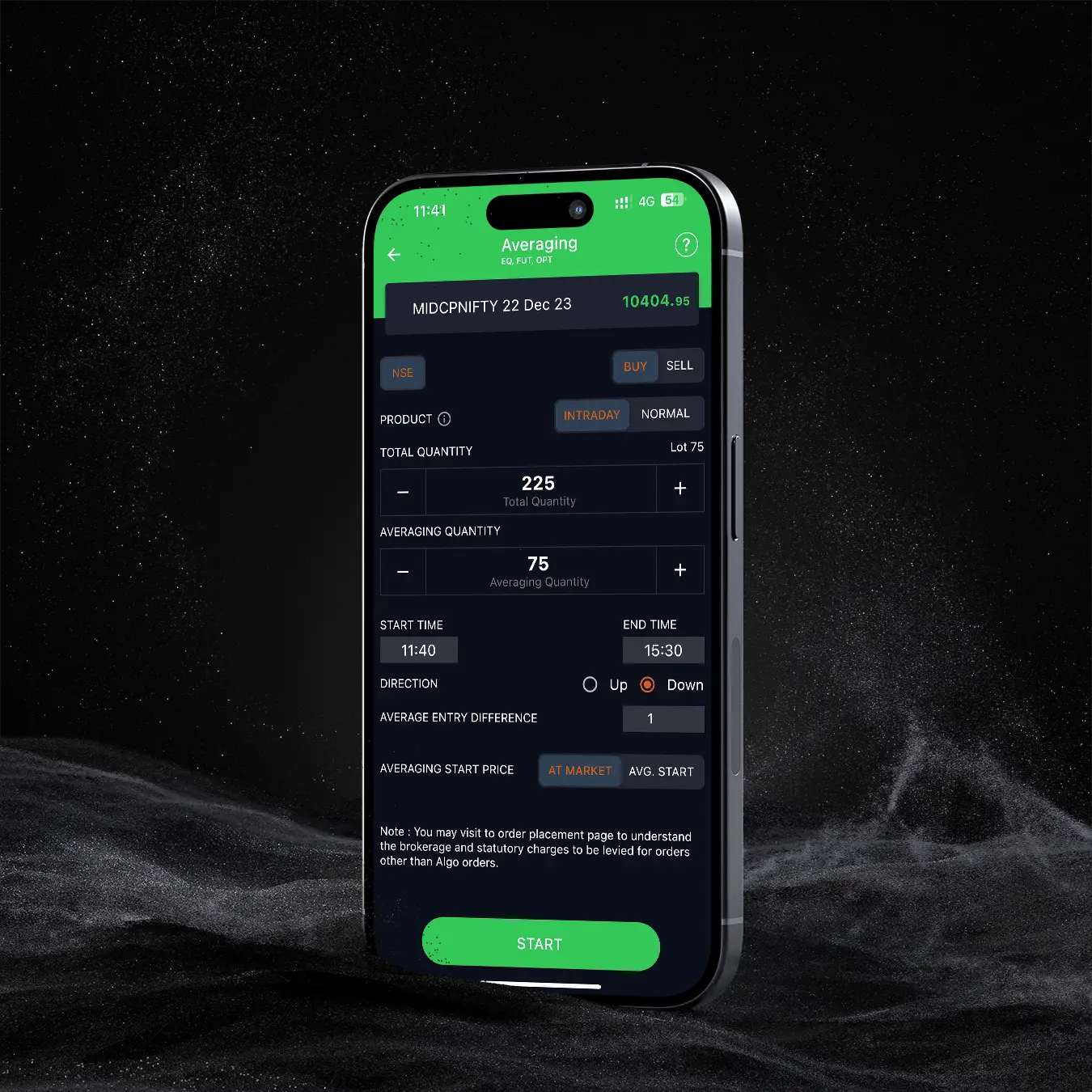 TWAP Price Band Mobile Screen